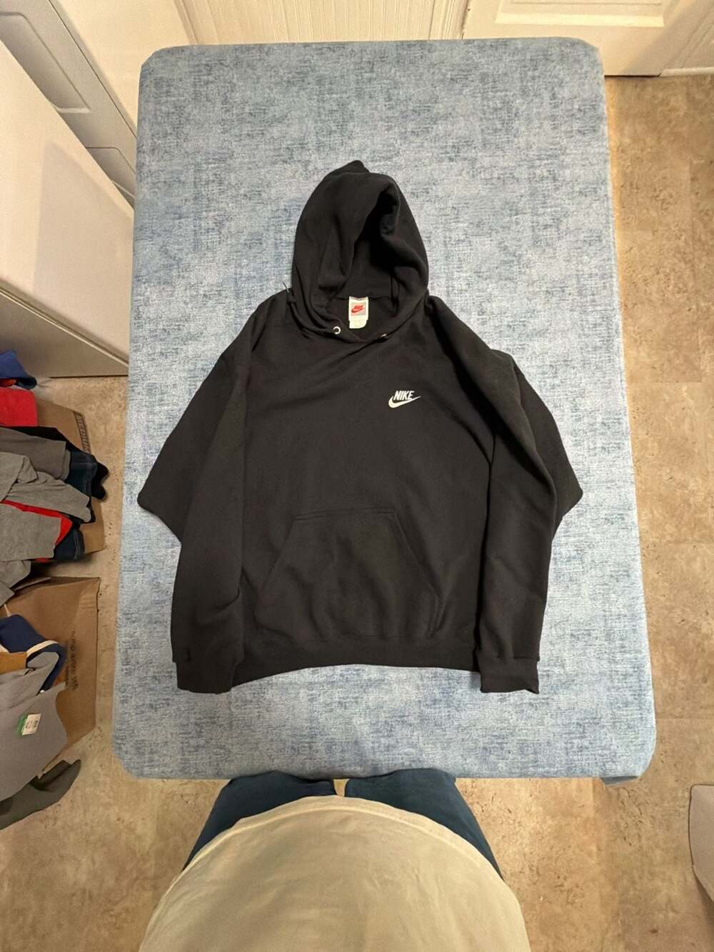 Vintage 90s Nike Mini Swoosh Black Pullover Hoodie Made in USA